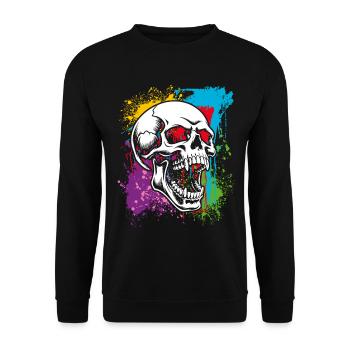 Skull on colorful spots - Unisex Sweatshirt - black - Front - Alina (178cm) & Michal (187cm)