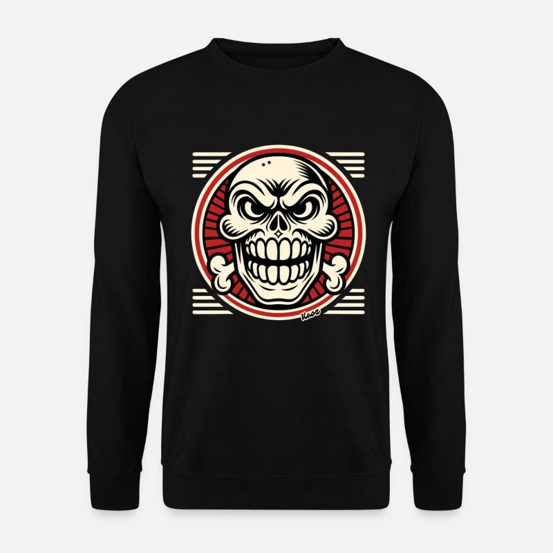Grinning skull with bone emblem - Unisex Sweatshirt - black