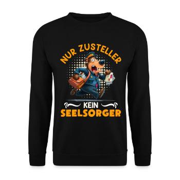 Postbote NUR ZUSTELLER KEIN SEELSORGER Lustig - Unisex Pullover - Schwarz - Vorne - Alina (178cm) & Michal (187cm)