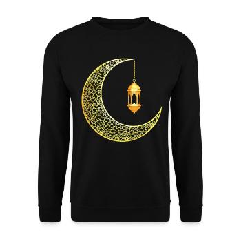 Ramadan Crescent Moon Eid Mubarak - Unisex Sweatshirt - black - Front - Alina (178cm) & Michal (187cm)