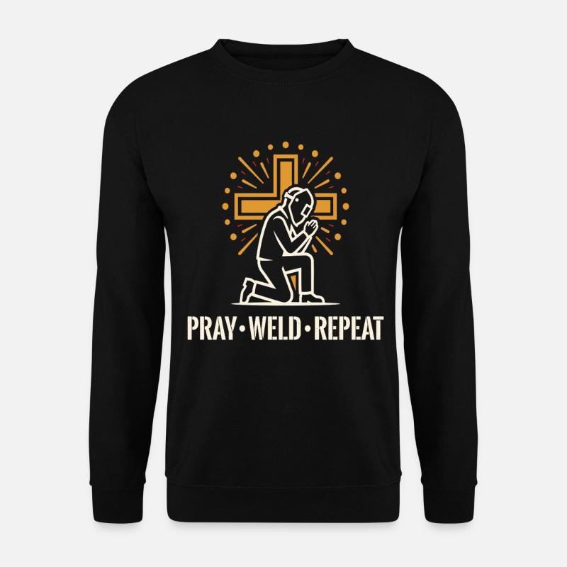 Pray Weld Repeat Welder Cross - Unisex Sweatshirt - black