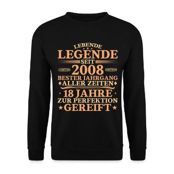 2008 Vintage Born 18 Years Birthday - Unisex Sweatshirt - black - Front - Alina (178cm) & Michal (187cm)