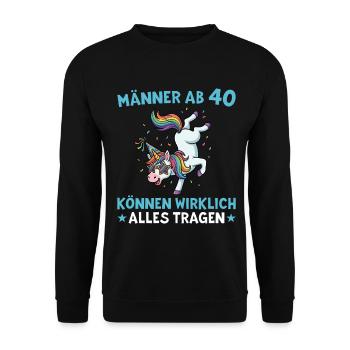 40th Birthday Unicorn Heart 40 Years - Unisex Sweatshirt - black - Front - Alina (178cm) & Michal (187cm)