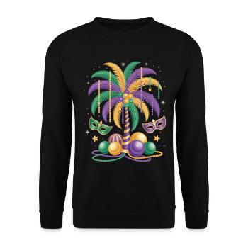 Mardi Gras Palme Shirt – Karneval - Unisex Pullover - Schwarz - Vorne - Alina (178cm) & Michal (187cm)