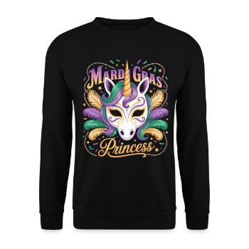 Mardi Gras Princess T-Shirt Einhorn Maske Karneval - Unisex Pullover - Schwarz - Vorne - Alina (178cm) & Michal (187cm)
