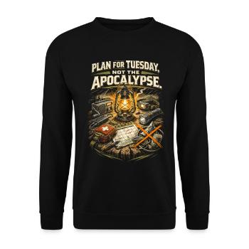Prepper Survivalist Plan For Tuesday - Unisex Sweatshirt - black - Front - Alina (178cm) & Michal (187cm)
