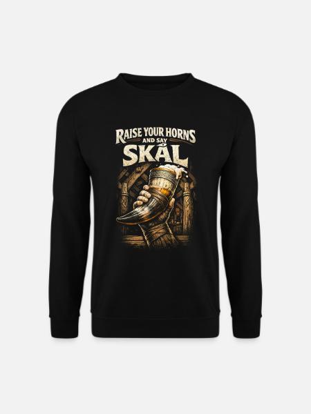 Scandinavian Viking Raise Your Horns - Unisex Sweatshirt - black