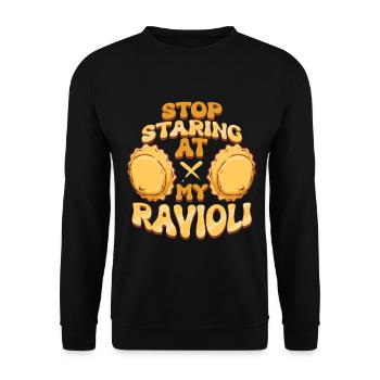Stop Staring At My Ravioli - Unisex Sweatshirt - black - Front - Alina (178cm) & Michal (187cm)