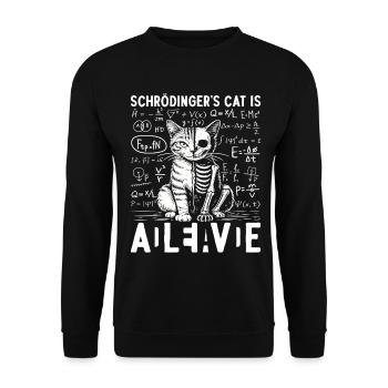 Le chat vivant de Schrödinger - Sweat-shirt Unisexe - noir - Devant - Alina (178cm) & Michal (187cm)
