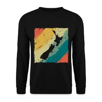 New Zealand Land Map Retro Logo Vintage NZ - Unisex Sweatshirt - black - Front - Alina (178cm) & Michal (187cm)