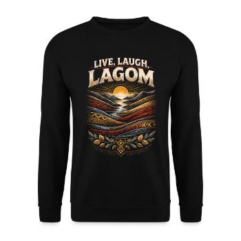 Skandinavisch Wikinger Live Laugh Lagom - Unisex Pullover - Schwarz - Vorne - Alina (178cm) & Michal (187cm)