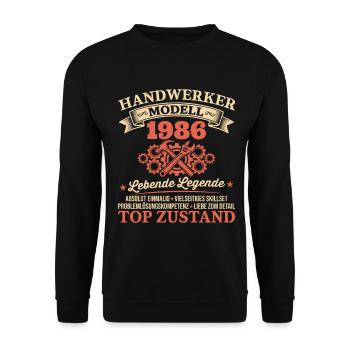 40. Geburtstag Handwerker Vintage 1986 Jahrgang - Unisex Pullover - Schwarz - Vorne - Alina (178cm) & Michal (187cm)
