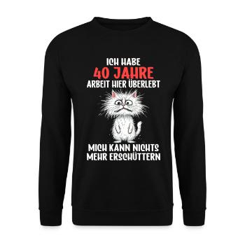 40th Company Anniversary Service Anniversary Work - Unisex Sweatshirt - black - Front - Alina (178cm) & Michal (187cm)