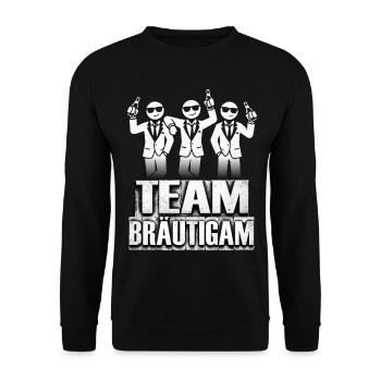 Team Bräutigam T-Shirt JGA Männer Polterabend - Unisex Pullover - Schwarz - Vorne - Alina (178cm) & Michal (187cm)