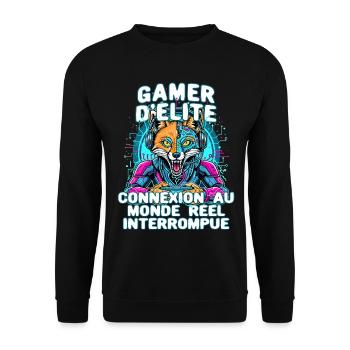 Elite gamer, humor, video game, geek gaming, console - Unisex Sweatshirt - black - Front - Alina (178cm) & Michal (187cm)