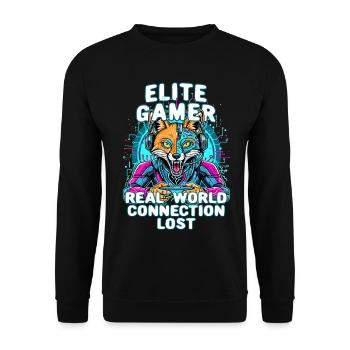 Joueur : jeux vidéo élites drôles, console de geek - Sweat-shirt Unisexe - noir - Devant - Alina (178cm) & Michal (187cm)