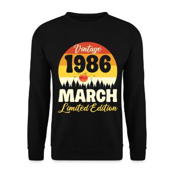 Anniversaire 40 ans Mars 1986 Cadeau Vintage Rétro - Sweat-shirt Unisexe - noir - Devant - Alina (178cm) & Michal (187cm)