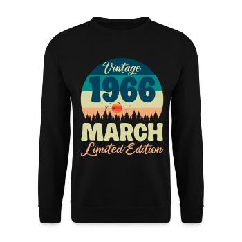 Vintage March 1966 60 Year Anniversary Gift - Unisex Sweatshirt - black - Front - Alina (178cm) & Michal (187cm)