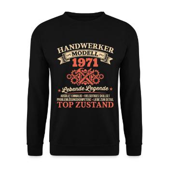 55. Geburtstag Handwerker Vintage 1971 Jahrgang - Unisex Pullover - Schwarz - Vorne - Alina (178cm) & Michal (187cm)