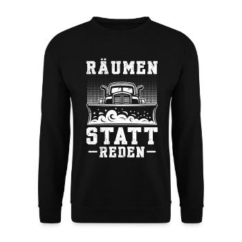 Schneeräumer RÄUMEN STATT REDEN Lustiges - Unisex Pullover - Schwarz - Vorne - Alina (178cm) & Michal (187cm)