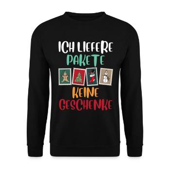 Christmas DELIVER PACKAGES, NOT GIFTS - Unisex Sweatshirt - black - Front - Alina (178cm) & Michal (187cm)