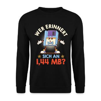 Computer WER ERINNERT SICH AN 1.44 MB? LUSTIG - Unisex Pullover - Schwarz - Vorne - Alina (178cm) & Michal (187cm)