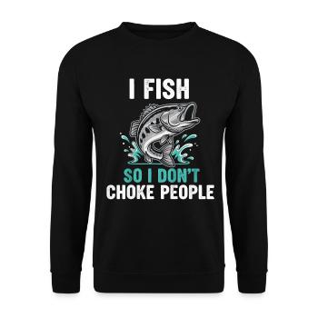Je pêche pour ne pas étouffer les gens en pêchant - Sweat-shirt Unisexe - noir - Devant - Alina (178cm) & Michal (187cm)