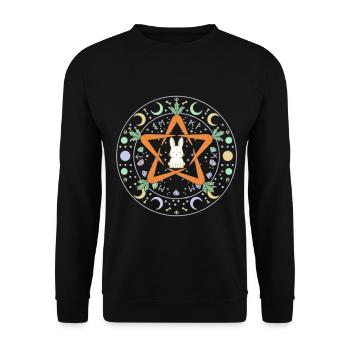 Pentagramm-Karottenhase Okkultes Ostern - Unisex Pullover - Schwarz - Vorne - Alina (178cm) & Michal (187cm)