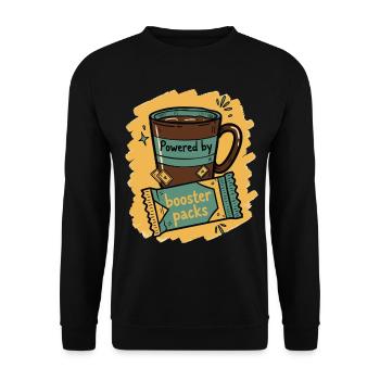 Powered By Booster Packs Trading Card Collector - Unisex Sweatshirt - black - Front - Alina (178cm) & Michal (187cm)