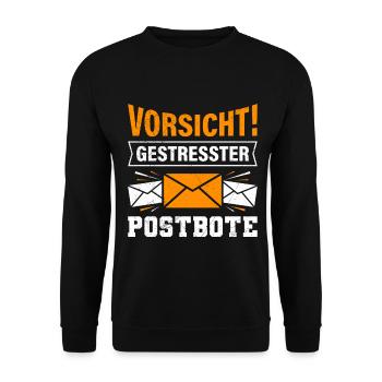 Postman BEWARE OF STRESSED POSTMAN Funny - Unisex Sweatshirt - black - Front - Alina (178cm) & Michal (187cm)