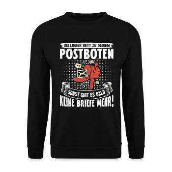 Postman BETTER BE NET TO YOUR POSTMAN - Unisex Sweatshirt - black - Front - Alina (178cm) & Michal (187cm)