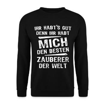 Zauberer - Unisex Pullover - Schwarz - Vorne - Alina (178cm) & Michal (187cm)