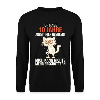 10 Year Company Anniversary Service Anniversary Work - Unisex Sweatshirt - black - Front - Alina (178cm) & Michal (187cm)