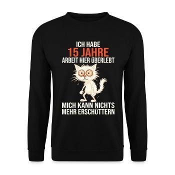 15 Year Company Anniversary Service Anniversary Work - Unisex Sweatshirt - black - Front - Alina (178cm) & Michal (187cm)