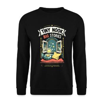 Tiny House Tiny Nook Big Stories - Unisex Sweatshirt - black - Front - Alina (178cm) & Michal (187cm)