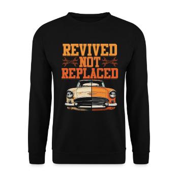 Auto Restauration Revived Not Replaced - Unisex Sweatshirt - black - Front - Alina (178cm) & Michal (187cm)