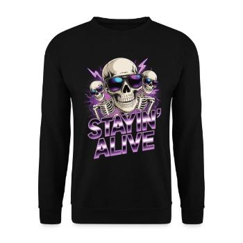 T-shirt Retro Skull – Conception néon - Sweat-shirt Unisexe - noir - Devant - Alina (178cm) & Michal (187cm)