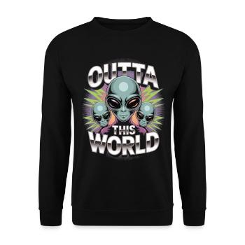 Outta This World Alien Shirt – 90er Style - Unisex Pullover - Schwarz - Vorne - Alina (178cm) & Michal (187cm)