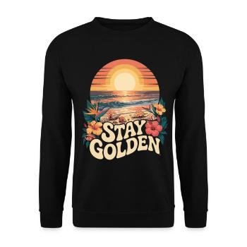 Retro Beach T-Shirt – Sommer & Meer - Unisex Pullover - Schwarz - Vorne - Alina (178cm) & Michal (187cm)