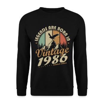 Cadeau d’anniversaire vintage vintage 1986 - Sweat-shirt Unisexe - noir - Devant - Alina (178cm) & Michal (187cm)