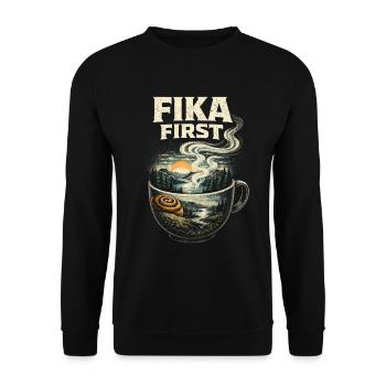 Fika viking scandinave d’abord - Sweat-shirt Unisexe - noir - Devant - Alina (178cm) & Michal (187cm)