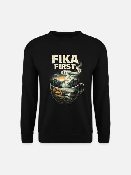 Scandinavian Viking Fika First - Unisex Sweatshirt - black