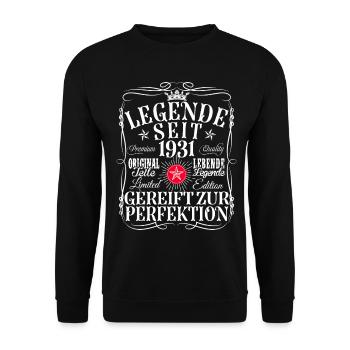 95th Birthday Man Woman 95 Years 1931 Decoration Funny - Unisex Sweatshirt - black - Front - Alina (178cm) & Michal (187cm)