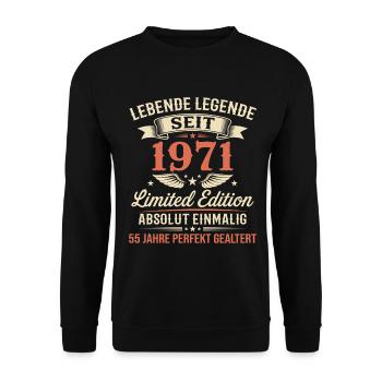 55e anniversaire 1971 Legend Vintage Gift - Sweat-shirt Unisexe - noir - Devant - Alina (178cm) & Michal (187cm)