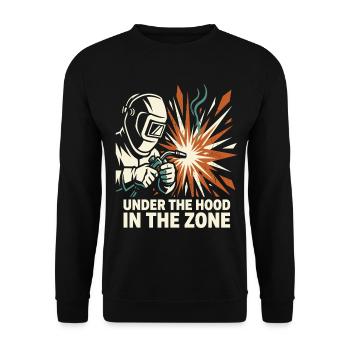 Welder Helmet Spark Focus Design - Unisex Sweatshirt - black - Front - Alina (178cm) & Michal (187cm)