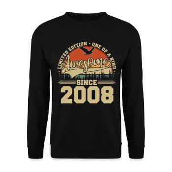 2008 Vintage Vintage Anniversaire Rétro Cadeau - Sweat-shirt Unisexe - noir - Devant - Alina (178cm) & Michal (187cm)