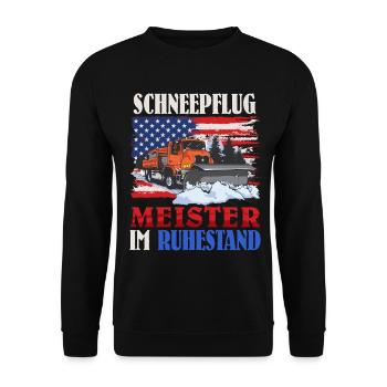 SNOWPLOW RETIRED MASTER Fun - Unisex Sweatshirt - black - Front - Alina (178cm) & Michal (187cm)