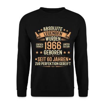 60th Birthday 1966 Legend Vintage Gift - Unisex Sweatshirt - black - Front - Alina (178cm) & Michal (187cm)