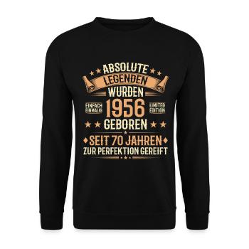 70th Birthday 1956 Legend Vintage Gift - Unisex Sweatshirt - black - Front - Alina (178cm) & Michal (187cm)