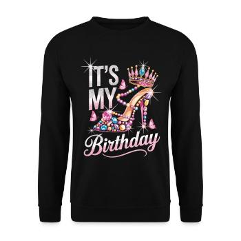 T-shirt Princesse Couronne pour fête d’anniversaire - Sweat-shirt Unisexe - noir - Devant - Alina (178cm) & Michal (187cm)